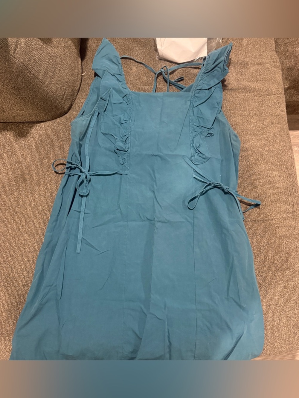 Ruffled Sleeveless Teal Jumper dress smock
